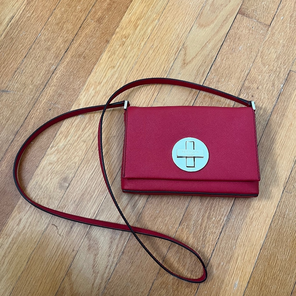 Kate spade red wallet with strap